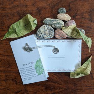 Tree of Life Silver Tone Necklace Charm 16-18"